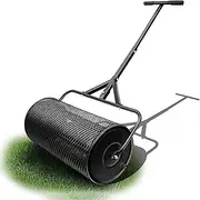 27x12.5 inch Manure Spreaders, Compost Spreader, Lawn and Garden Peat Moss Roller with Side Latches, Powder Coated Steel Mesh Basket, for Spreading Manure, Topsoil 32×60cm