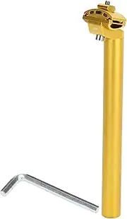 X AUTOHAUX Bike Seat Post 28.6x300mm Bike Saddle Post Seat Tube Aluminum Alloy Gold Tone Extra Long Adjustable Angle