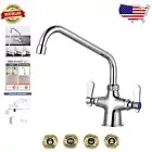 Elegant Deck Mount Kitchen Faucet - Dual Handle, 10" Swivel Spout - Easy Install