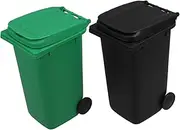 KALLORY 2Pcs Mini Desktop Trash Can and Pencil Holder Cute Plastic Waste Container for Pens Pencils Makeup Brushes Stylish Organizer for Home Office and Classroom