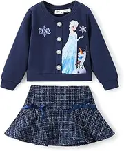 [Disney] Frozen Elsa Anna Princess Ariel Cinderella Minnie Toddler Girl Fall Winter Outfits Jacket and Skirt Set 2Pcs 2-6 Years