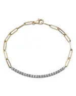Bloomingdale's Fine Collection Diamond Bar Paperclip Link Bracelet in 14K White & Yellow Gold, 0.80 tcw