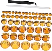 HOMSFOU 1 Set Flat Back Rhinestones Craft Embellishment with Tweezer Picking Pens Compartment Storage Box for Clothing Fabrics Nail Art DIY Projects Middle Eastern Style