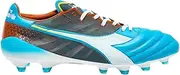 [Diadora] Brasil Elite Veloce GR ITA LPX Men's Firm Ground Soccer Shoes - Made in Italy, Super Lightweight, Premium Leather, ideal for Firm Ground (Blue/White/Orange, US Footwear Size System, Adult, Men, Numeric, Medium, 4.5)