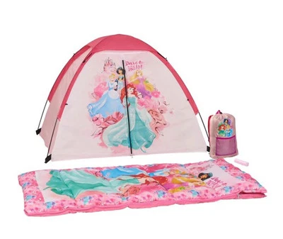 Disney Princess Kid's 4-Piece FUN CAMP KIT Dome Tent, Bag, Flashlight, Pack NWT