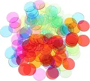 Hohopeti 120pcs Plastic Bingo Chips Transparent Counters for Bingo Games Math Learning Blue Red Yellow Green Purple Orange for Counting Sorting Activities