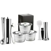 Stainless Steel Refillable Reusable Coffee Capsule Tchibo & Three Hearts Machine