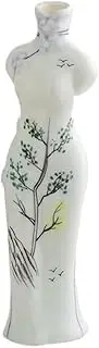 Room Decoration Hand-Painted Cheongsam Vases, Chinese Antique Ornaments, Flower Vases for Living Room Decoration Decorative Vase (Color : C)