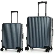Swiss Aluminium Luggage Suitcase Lightweight with TSA locker 8 wheels 360 degree rolling HardCase 2PCS Set SN7619AB Blue