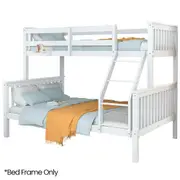 Single Over Double Wooden Bunk Bed Frame Triple Solid Pine 2 In 1 Modular Design Converts To 2 Beds For Kids White Single Bed Frames