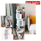 360-Degree Rotating Bookshelf Storage Rack for Kids and Adults, White Finish