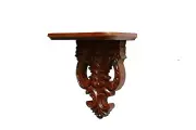Hand carved Solid Wood Floral Design Wall Mounted Floating Shelf Bracket Brown