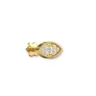 Dainty Eye Shaped Diamond Earring 14K Yellow Gold Earlobe Cartilage Tragus Stud