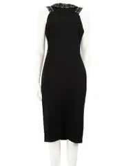 Black Embellished Midi Dress