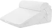 Luxdream Bed Wedge Pillow Set Adjustable Sitting Pillow Orthopedic Pillow Cool Gel Memory Foam Head and Back Support Air Cotton Cover White