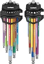 toolant Allen Wrenches Sets 22pcs(Metric&SAE), Extra Long Arm Allen Key Set with Ball End, Crafted Hex Key Set with Color Coded Sleeves, Unique Patented Holder Design for Magnetizing and Demagnetizing