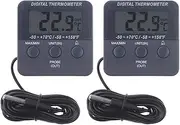 2 x Digital Fridge Thermometers With Temperature Warning Alarm and Max Min - Fridge Freezer Thermometer To Monitor Chilled Food Storage