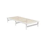 Oikiture Wooden Bed Frame Single Solid Pine Timber Platform White