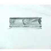 Vintage Black and White Watercolor Drawing of Sideboard Desk