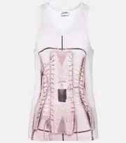 [Jean Paul Gaultier] Jean Paul Gaultier Trompe l'ail cotton-blend jersey tank top AU 16 pink