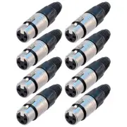 8x Neutrik NC3FX XLR 3-Pin Female Pro Audio Connector Microphone Silver Contacts