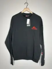 NWT Quicksilver Men's M Stranger Things Reefer Crew Black Pullover Sweatshirt