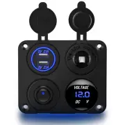 Nilight 4 in 1 ON/OFF Charger Socket Panel Dual USB Socket for Truck Car Boat RV