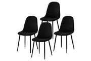 Halsa Velvet Fabric Classic Dining Chair (Set of 4) - Black