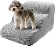 Dog Stair Ramp Dog Step for High Bed Sofa 2/3/4 Steps Height Curved Pet Stair for Small Dogs and Cats Non Slip Stable Support Wear Resistant (Grey, Three Step, 1)