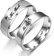 [4EAELove] Customize Matching Deer ELK Her Buck His Doe Elk Couples Rings Promise Ring Inside Can Engraved Band Rings Wedding Rings (Elk-Silver, Custom), custom, Metal, No Gemstone