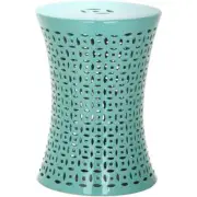 Safavieh Outdoor Side Table 18"H Garden Stool Plastic Weather Resistant AquaBlue