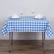 Blue White Buffalo Plaid 54" Square Polyester Tablecloth Picnic Country Linens