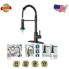 Stylish Single Handle Kitchen Faucet with LED and Pull-Down Features - Versatile