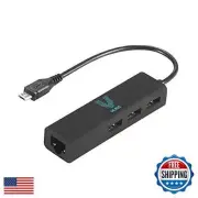 Three Port USB and Ethernet Hub with Micro USB Connector-Great for Pi Zero