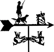 Wind vanes, Outdoor Garden Farmer Hunter Bat Metal Weathervane with Ornament, Stainless Steel Weather Vane Wind Direction Indicator Yard Roof Mount Easy Use