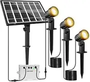 MEIKEE 3 in 1 Solar Lights Outdoor, 3000K Warm White Garden Landscape Spotlights, 3 Modes & 3 Brightness, IP66 Waterproof, 5000mAh, 8-20 Hours Autonomie Lighting for Yard Lawn Tree Pathway