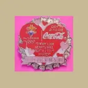 SALT LAKE CITY OLYMPICS COCA COLA BOTTLE CAP PIN HEART FEBRUARY 14 VALENTINE DAY