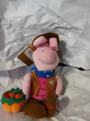 NEW Disney Mini Bean Bag COWBOY PIGLET Winnie The Pooh Plush Toy Pig - MWMT