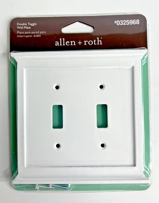 Allen + Roth Capitol Double Toggle Wall Plate White Finish 0325968 Classic NIP