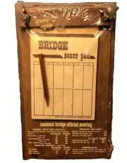 VINTAGE Contract Bridge Card Game Score Pad and Wood Wooden Rules Plaque NEW NOS