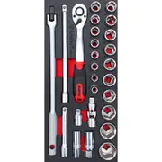 26pc Ampro 1/2" Drive Heavy Duty Imperial Wrench Spanner Socket Tool Set TS55471