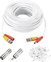 uxcell BNC Video Power Cable,30m/98ft All-in-One Security Camera Wire Cord DC Extension Wire for CCTV Security DVR Camera System Installation Plug & Play Cord,1 Set White