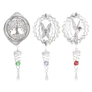 3D Metal Wind Spinner Stainless Steel Rotating Metal Chimes Animal Pattern Stereo Wind Chime Rotary Pendant For Home Dec