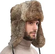 [BSYLOO] Earflap Trapper Hat for Winter Aviator Windproof Hat Ski Trooper Hat Cap Faux Rabbit Fur Cap for Men Women