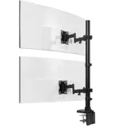 Dual Vertically Stacked Ultra-Wide Monitor Desk Mount with Extension Arms, Ex...