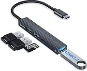 4-Port USB Hub, Multi-Port Adapter with High-Speed USB 3.0 Port, USB 2.0 Port and TF Card Reader, Ultra Slim Portable USB Hub for Laptop, PC, iMac Pro, MacBook Air, USB Splitter