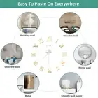 3D DIY Wall Clock DIY Innovative Roman Numeral Design Gold Mirror Silver Pointer