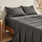 Serene Bamboo Cotton Sheet Set Single Bed Charcoal