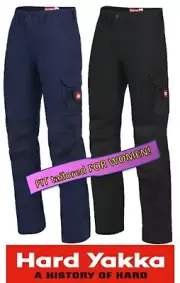 HARD YAKKA -WOMENS 'LEGENDS' 100%COTTON CARGO POCKET WORK PANTS TROUSERS -Y08079