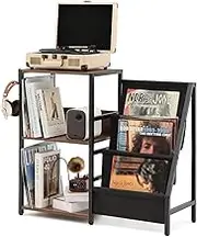 KELIXU Record Player Table, Record Player Stand with Vinyl Storage 3-Tier Turntable Stand Vinyl Record Holder Up to 200 Albums Display Shelf, End Side Table Records Cabinet for Vinyls Media Stereo